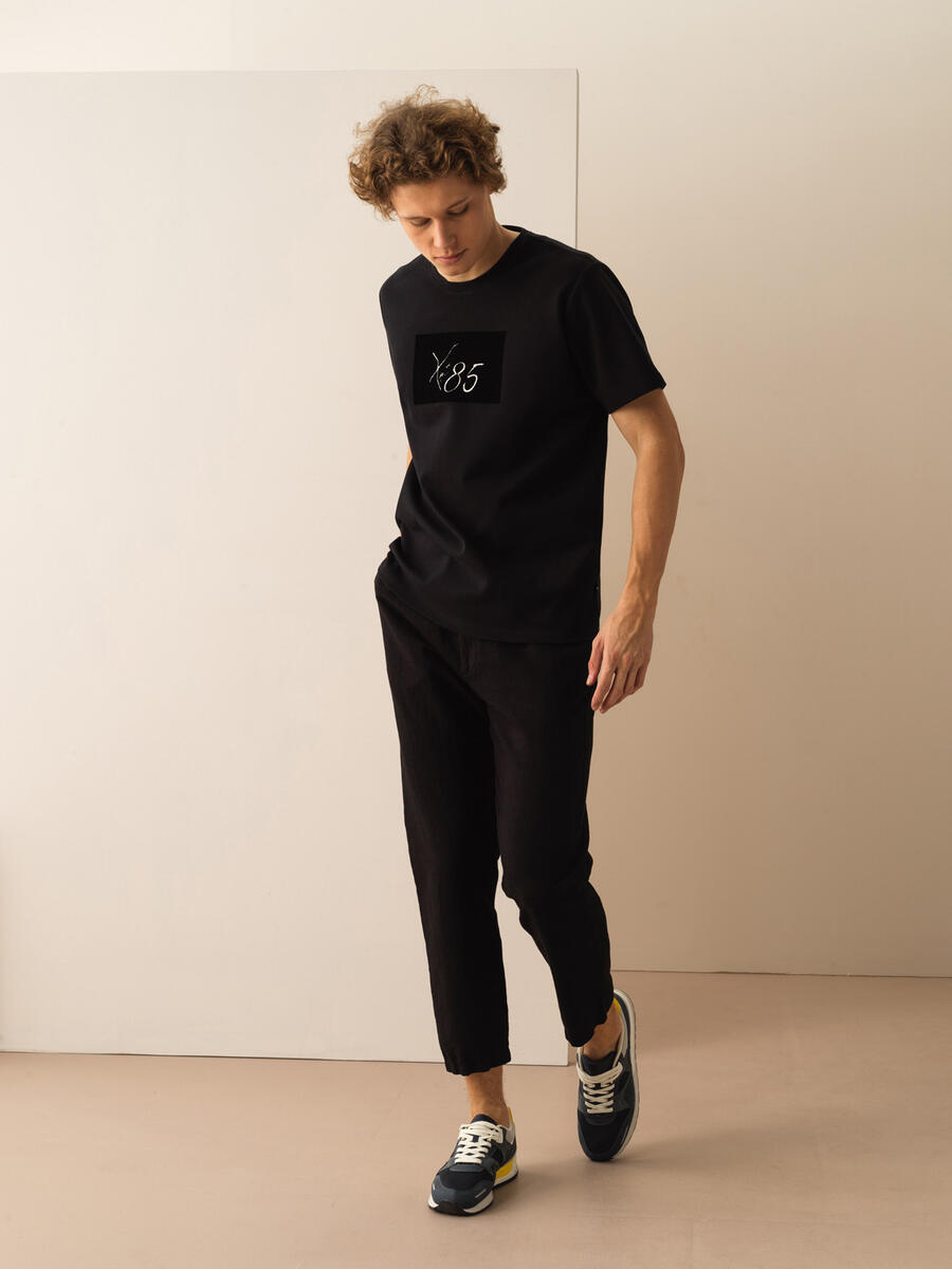 Siyah Regular Fit Pamuklu Tişört - 2