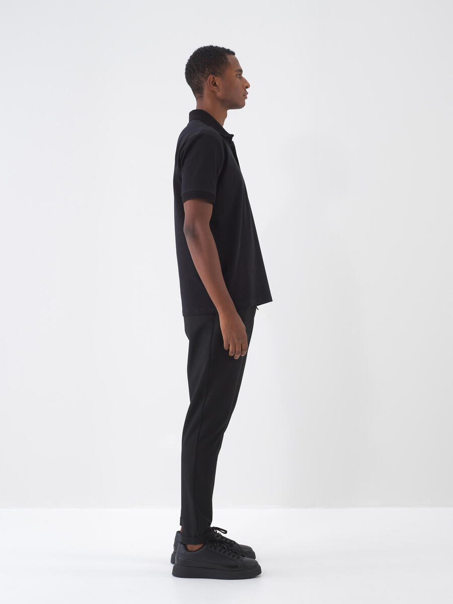 Siyah Regular Fit Pamuklu Tişört - 3