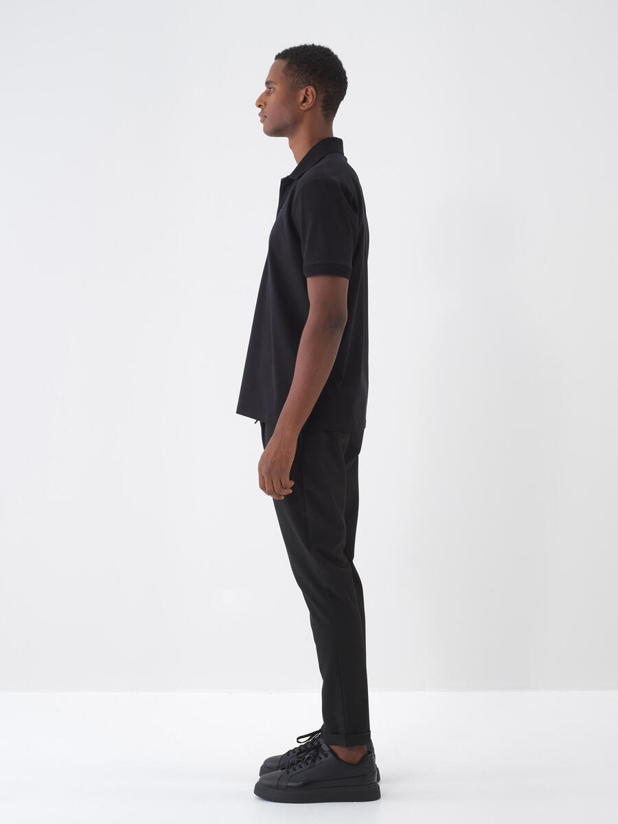 Siyah Regular Fit Pamuklu Tişört - 4
