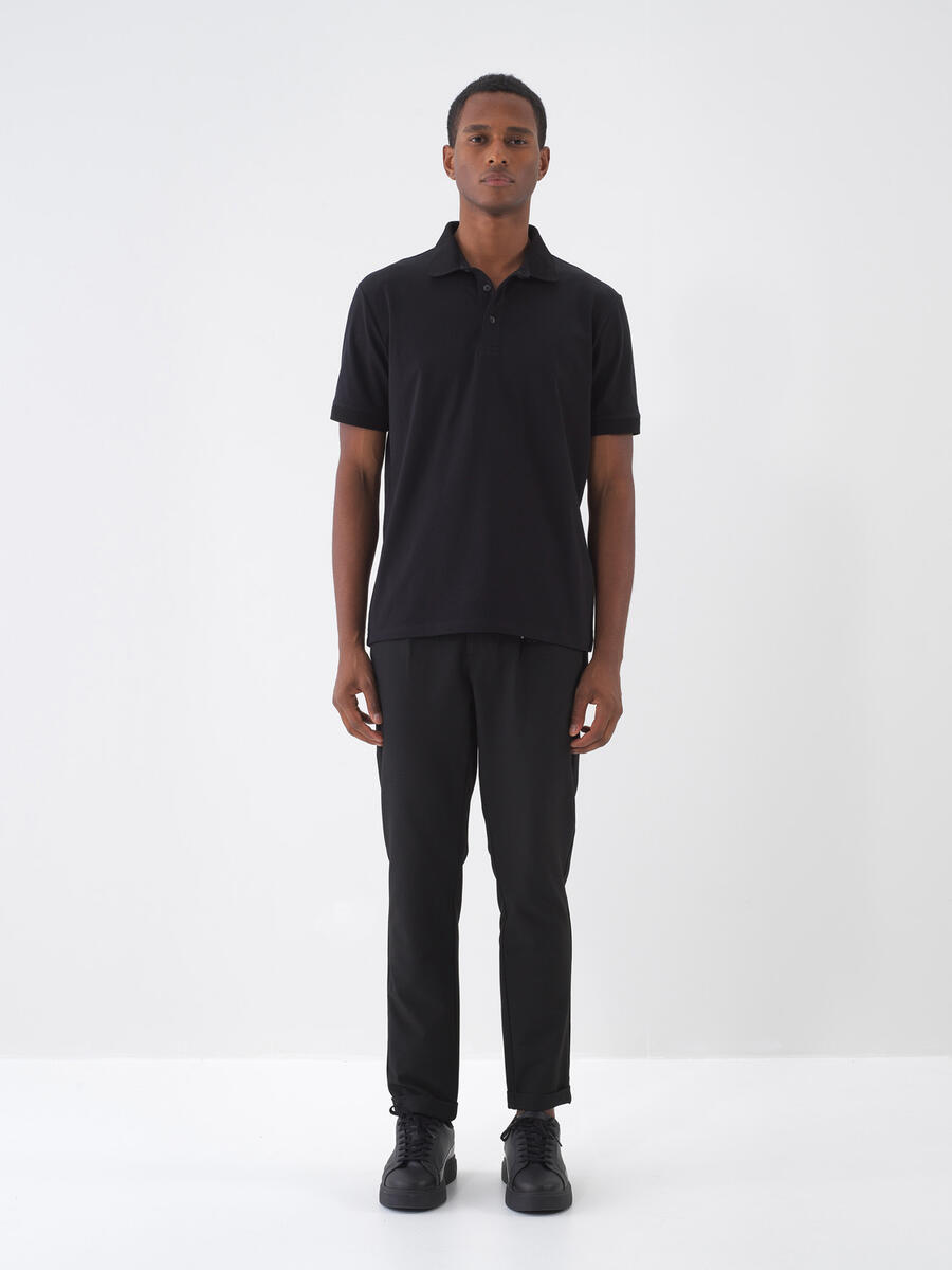 Siyah Regular Fit Pamuklu Tişört - 2