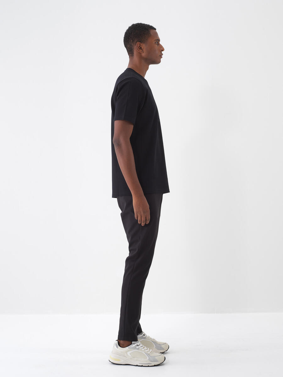 Siyah Regular Fit Pamuklu Tişört - 3