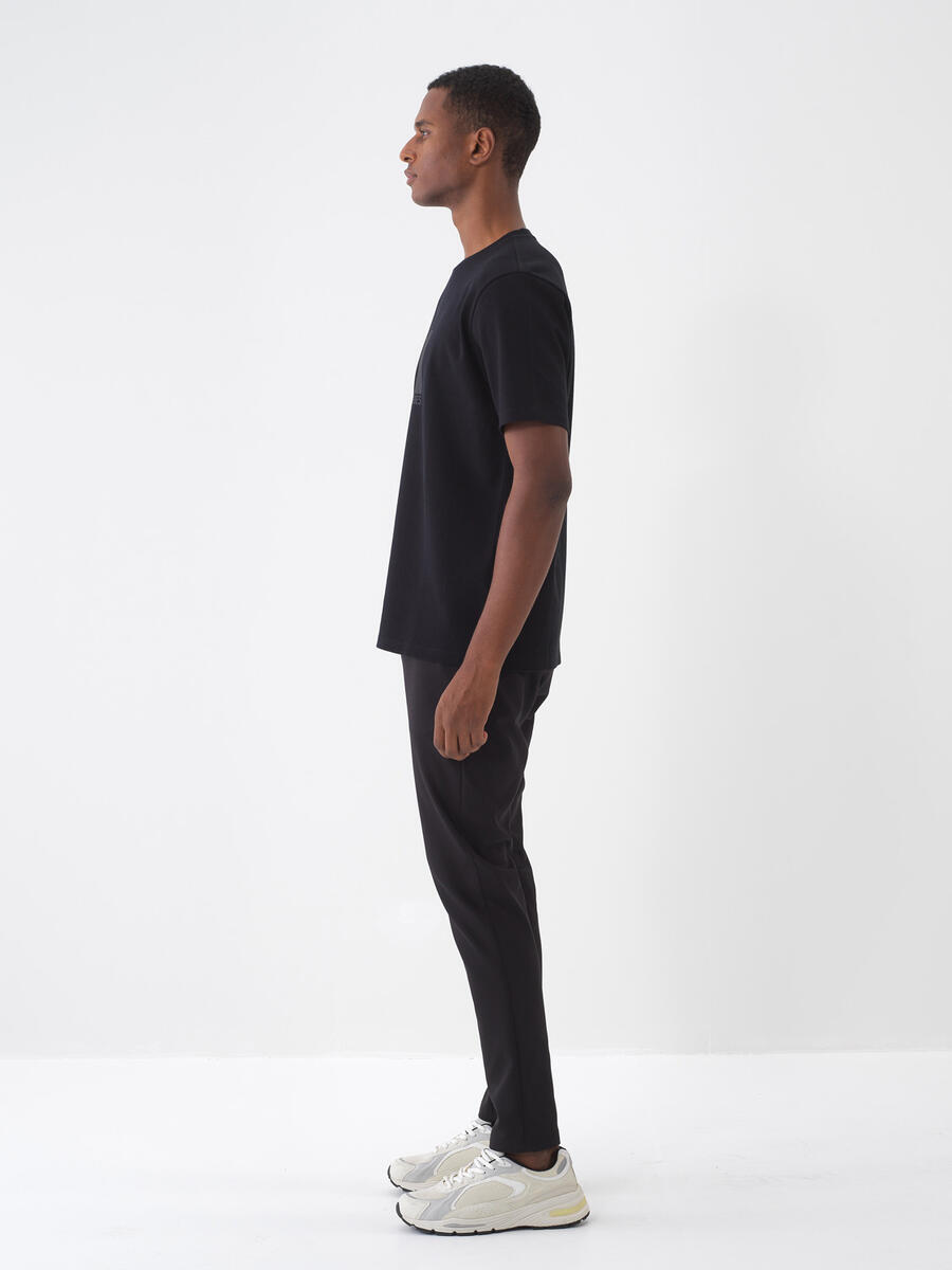 Siyah Regular Fit Pamuklu Tişört - 4
