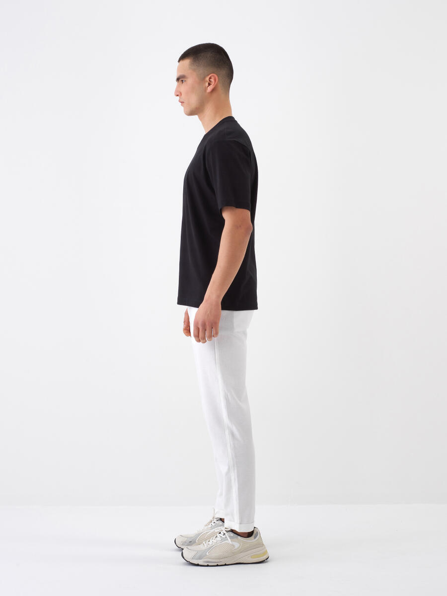 Siyah Regular Fit Pamuklu Tişört - 3