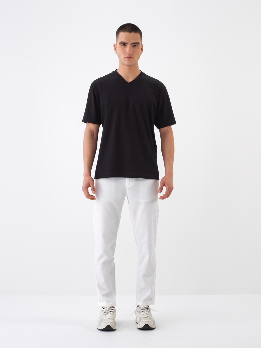 Siyah Regular Fit Pamuklu Tişört - 2