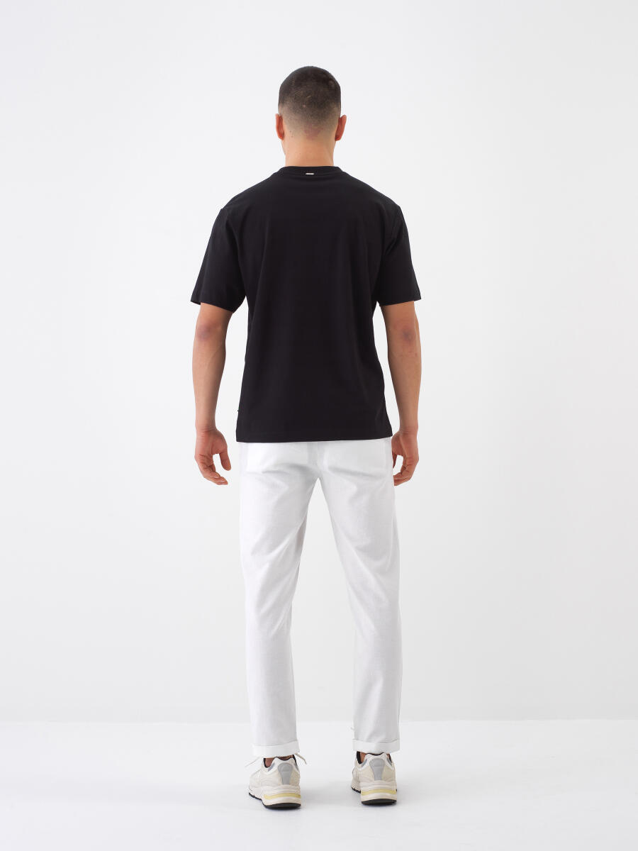 Siyah Regular Fit Pamuklu Tişört - 5