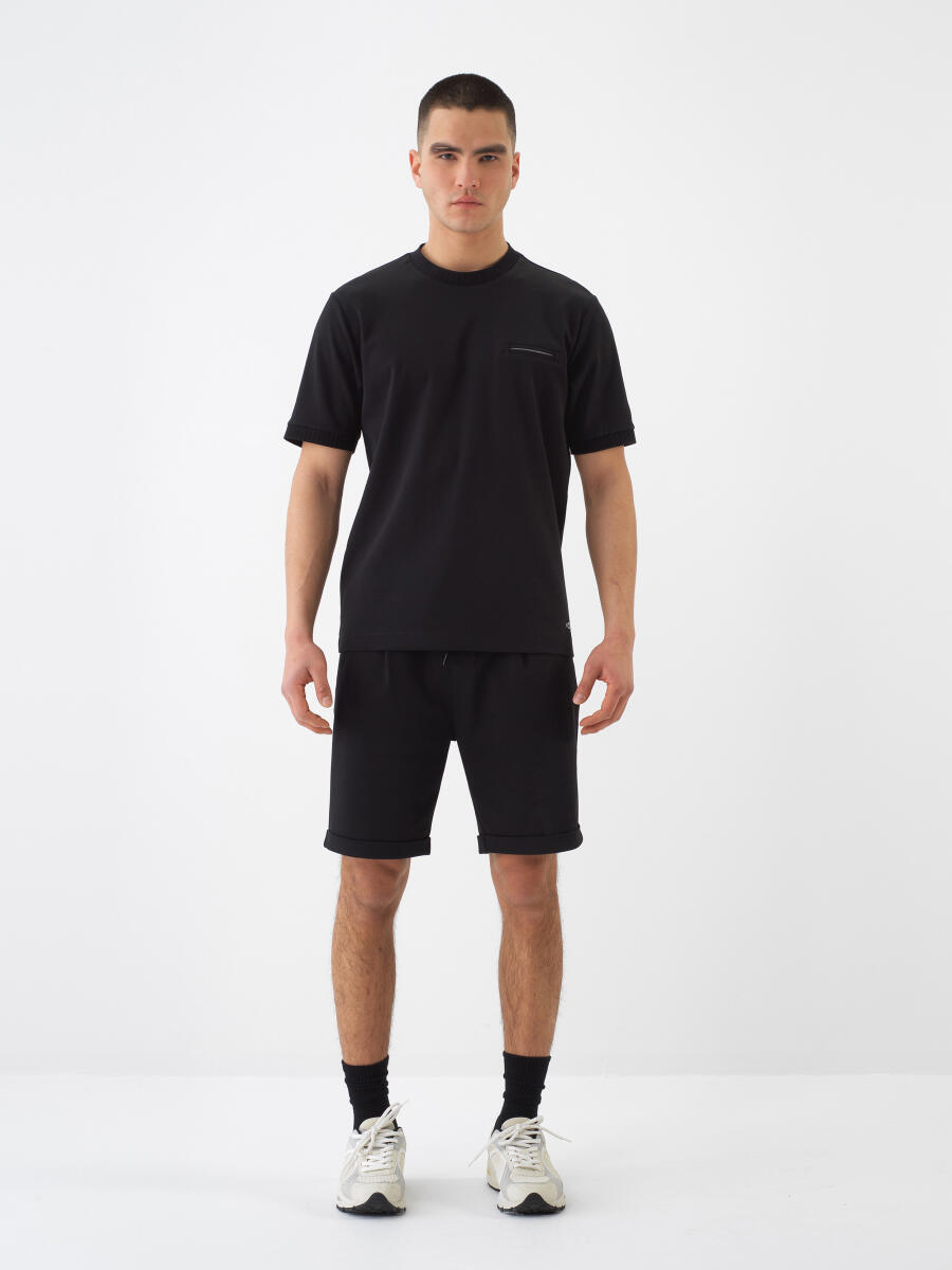 Siyah Regular Fit Pamuklu Tişört - 2