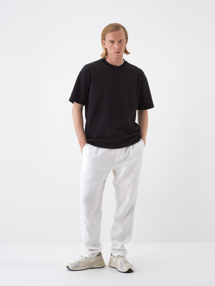 Siyah Regular Fit Pamuklu Tişört - 2