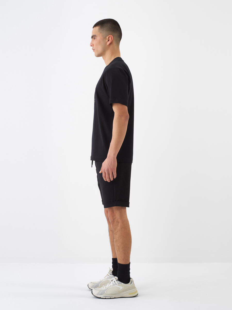 Siyah Regular Fit Pamuklu Tişört - 3