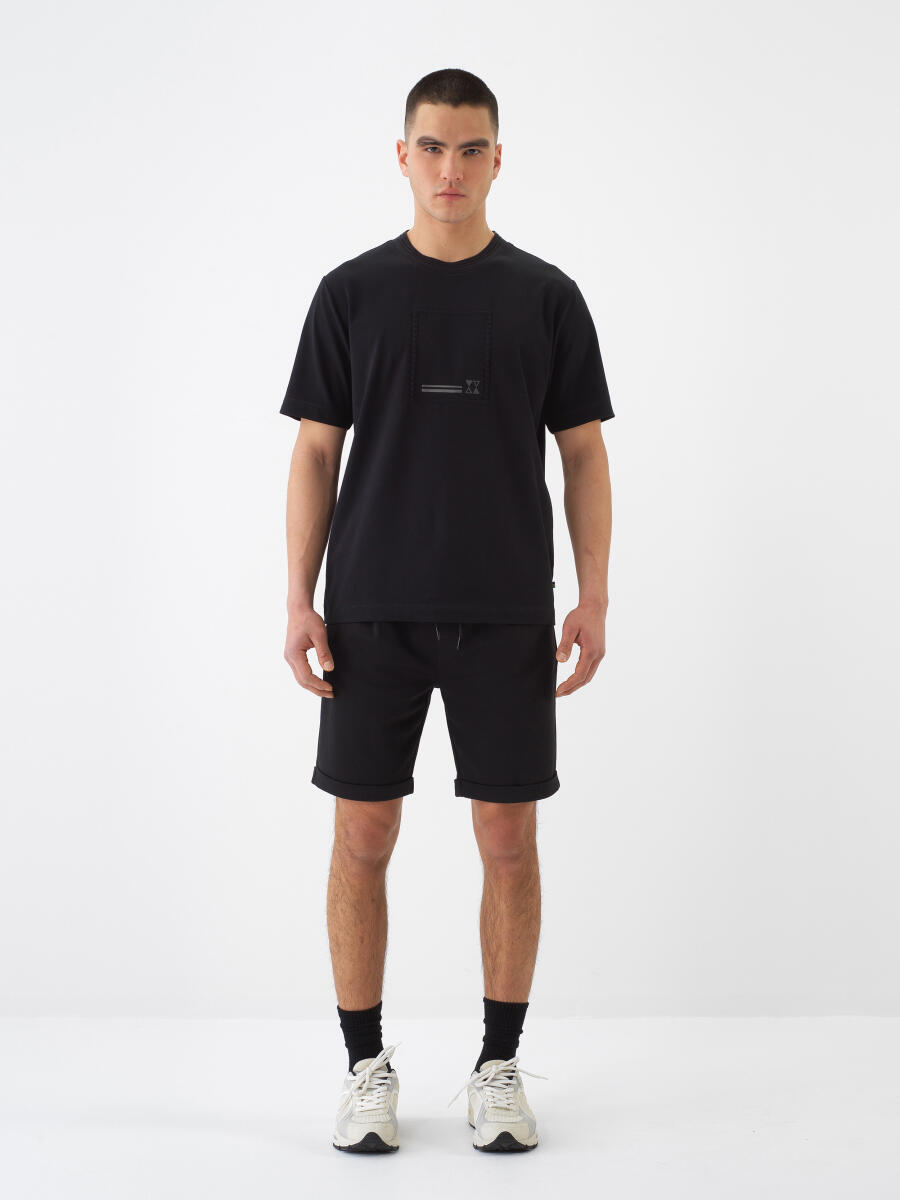 Siyah Regular Fit Pamuklu Tişört - 2