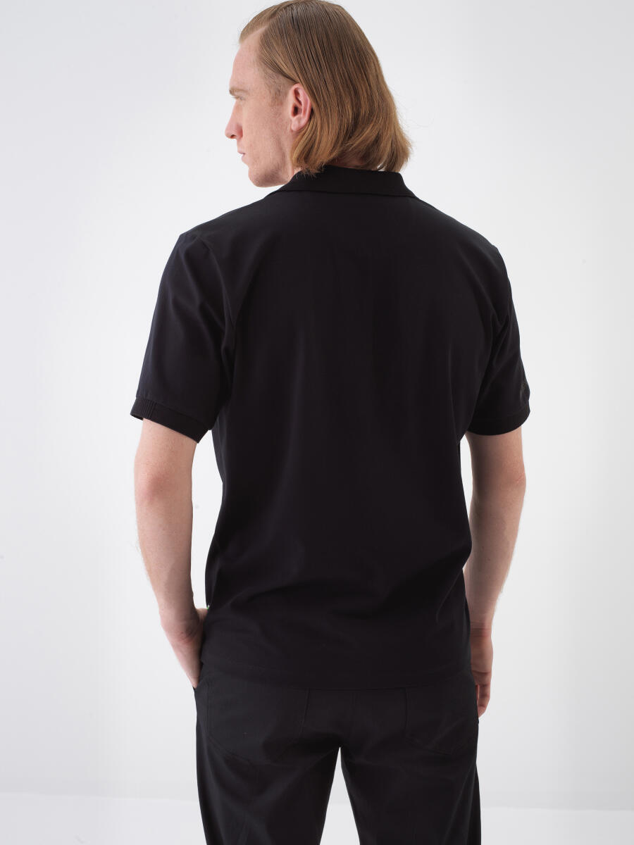 Siyah Regular Fit Pamuklu Tişört - 3