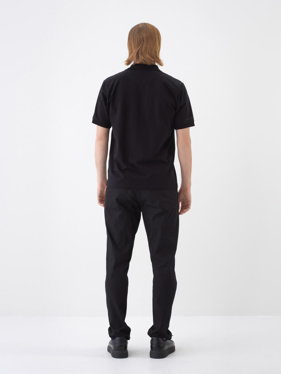 Siyah Regular Fit Pamuklu Tişört - 4