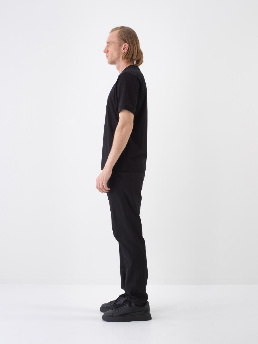 Siyah Regular Fit Pamuklu Tişört - 3