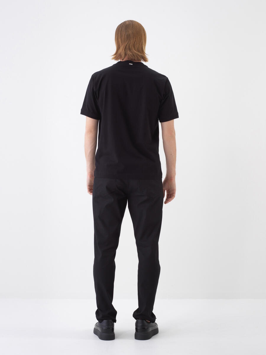 Siyah Regular Fit Pamuklu Tişört - 5