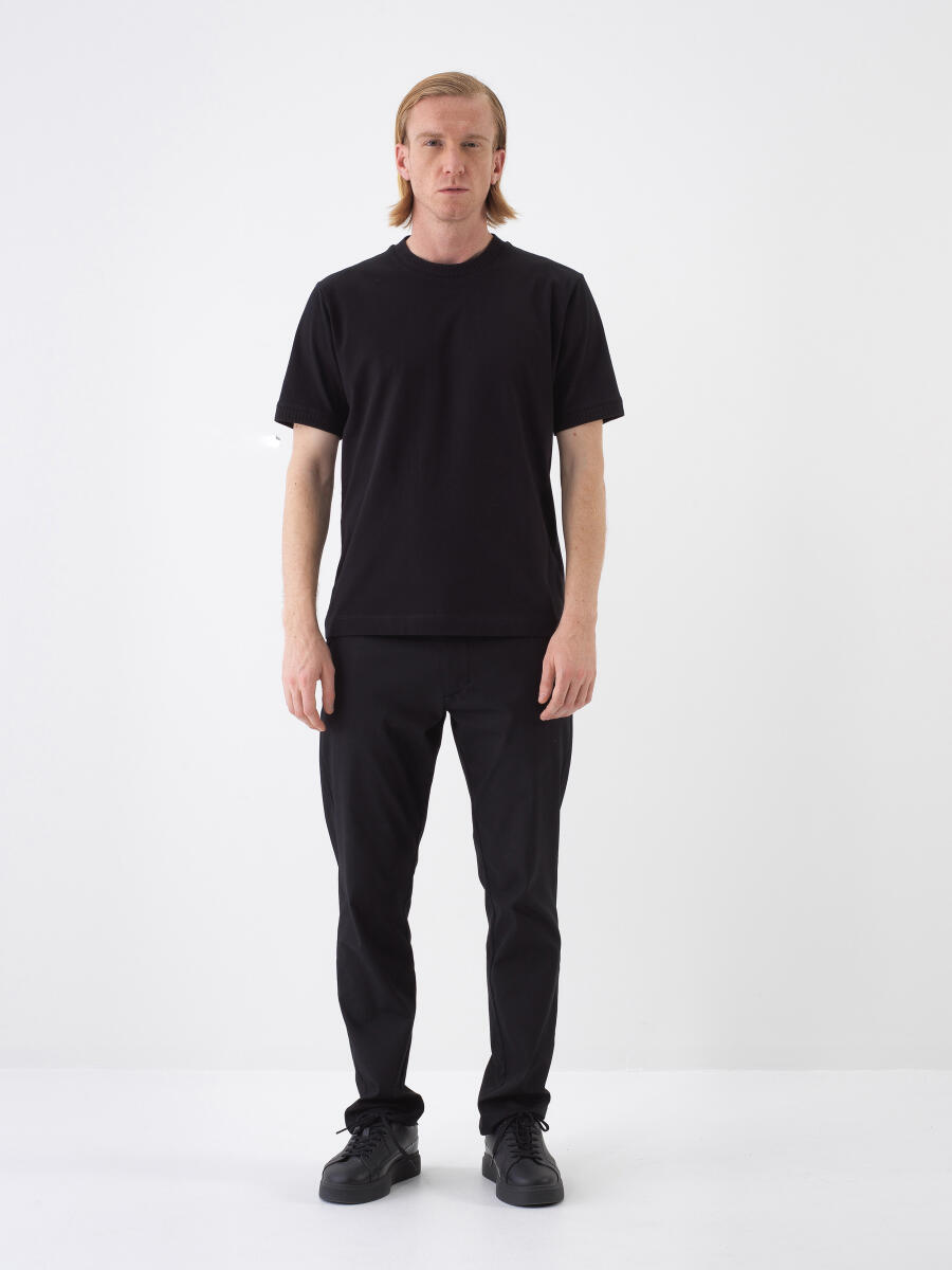 Siyah Regular Fit Pamuklu Tişört - 2