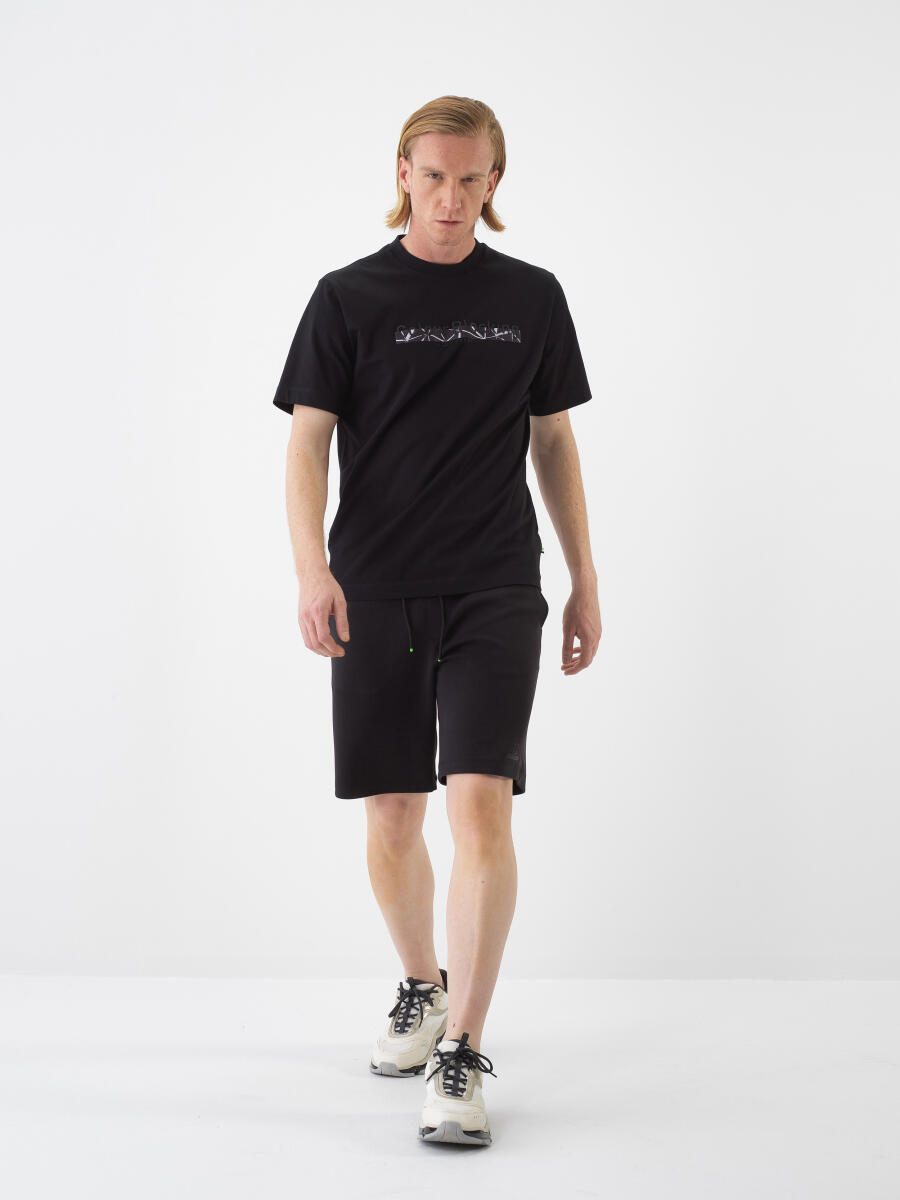Siyah Regular Fit Pamuklu Tişört - 2