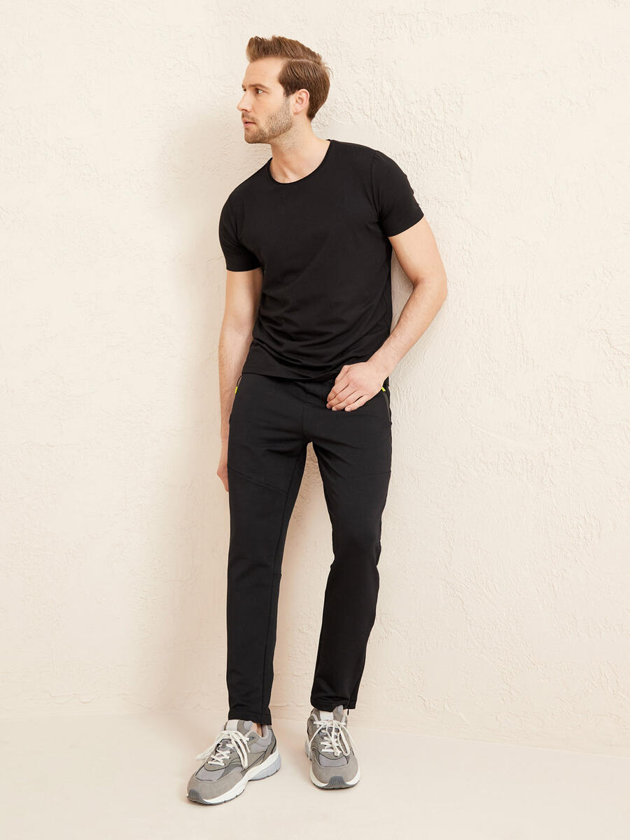 Siyah Slim Fit Pamuklu Basic Tişört - 2