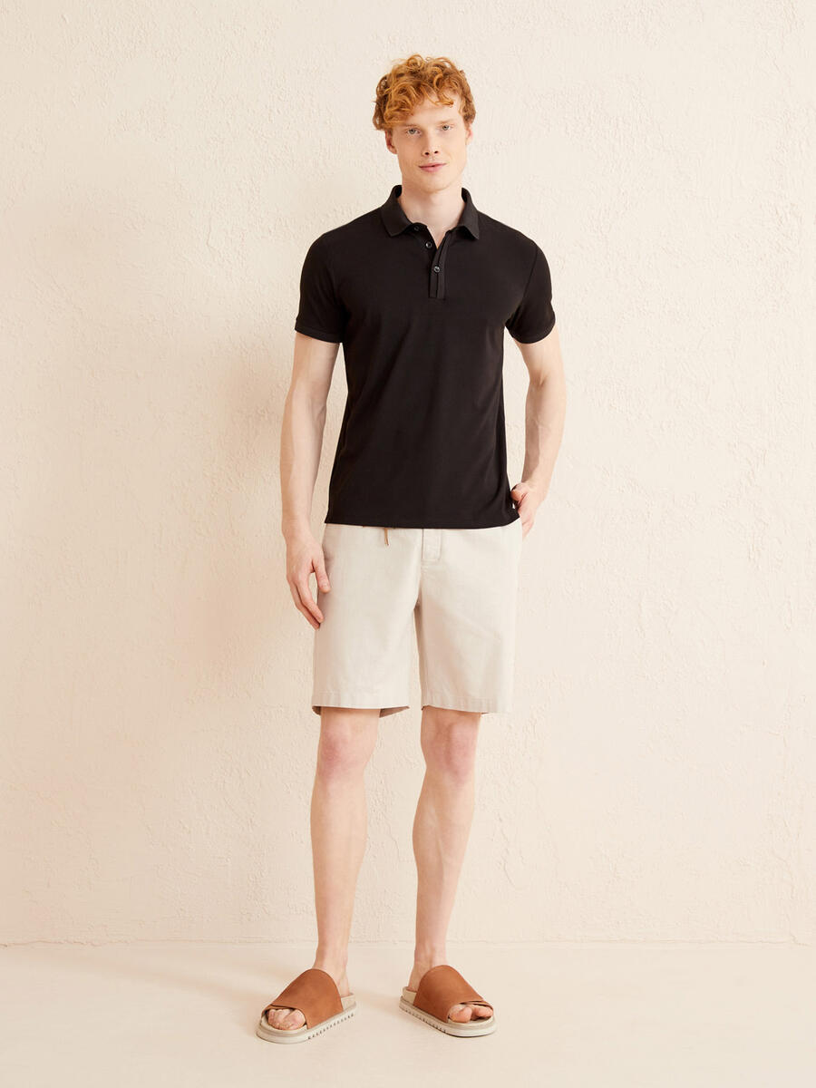 Siyah Slim Fit Pamuklu Tişört - 2