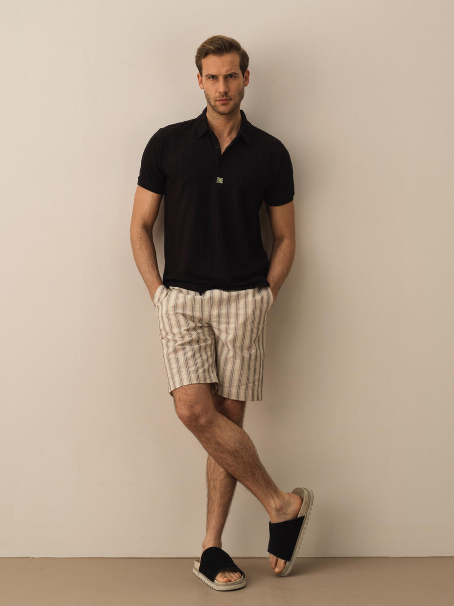Siyah Slim Fit Pamuklu Polo Yaka Tişört - 2