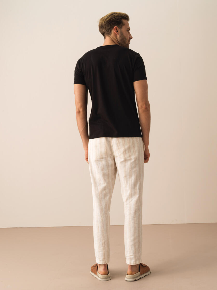 Siyah Slim Fit Pamuklu Tişört - 4