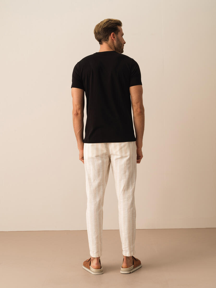 Siyah Slim Fit Pamuklu Tişört - 4