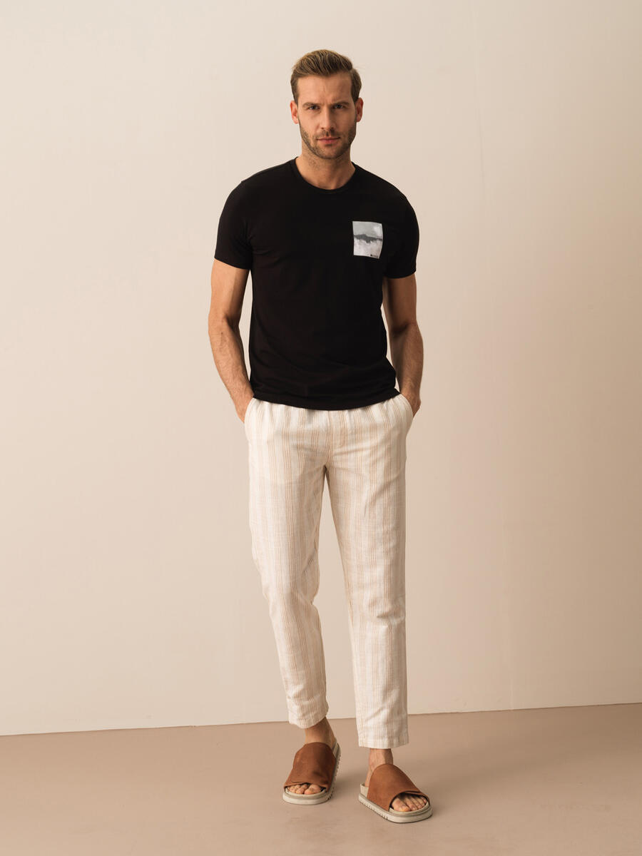 Siyah Slim Fit Pamuklu Tişört - 2
