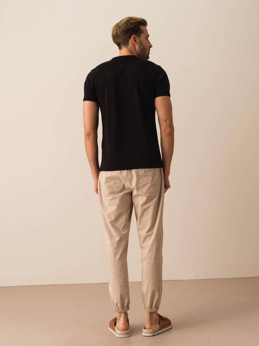 Siyah Slim Fit Pamuklu Tişört - 4