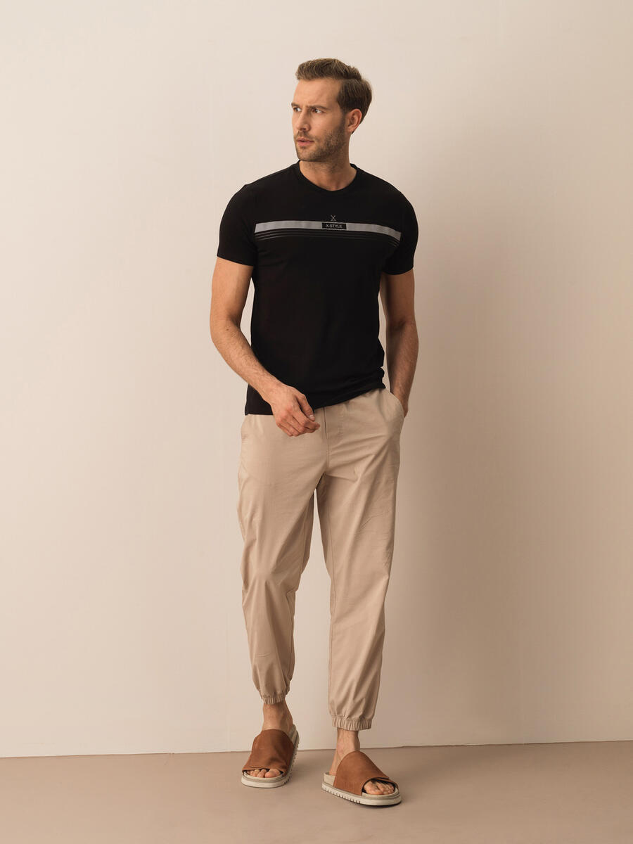 Siyah Slim Fit Pamuklu Tişört - 2