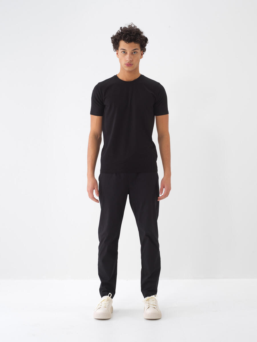 Siyah Slim Fit Pamuklu Tişört - 2