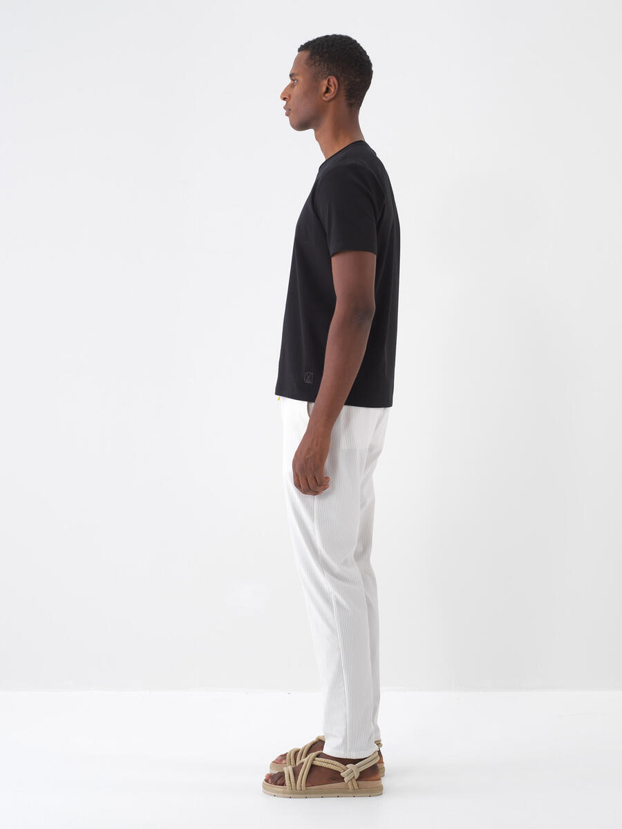 Siyah Slim Fit Pamuklu Tişört - 4