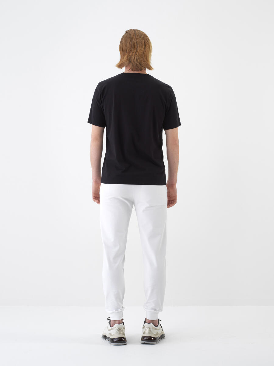 Siyah Slim Fit Pamuklu Tişört - 5