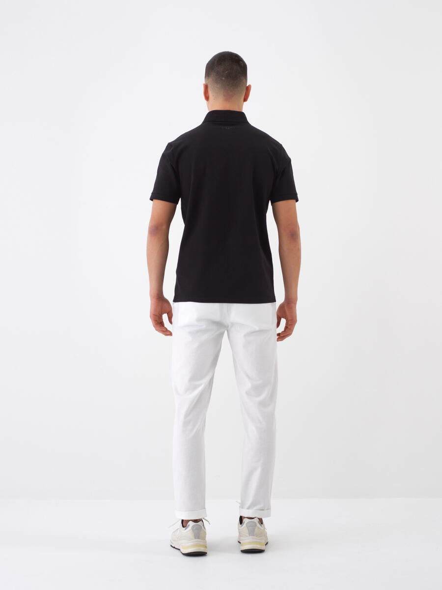 Siyah Slim Fit Pamuklu Tişört - 5