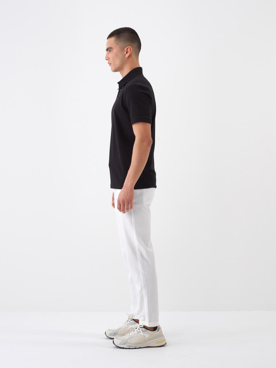 Siyah Slim Fit Pamuklu Tişört - 3