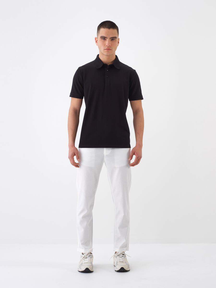 Siyah Slim Fit Pamuklu Tişört - 2