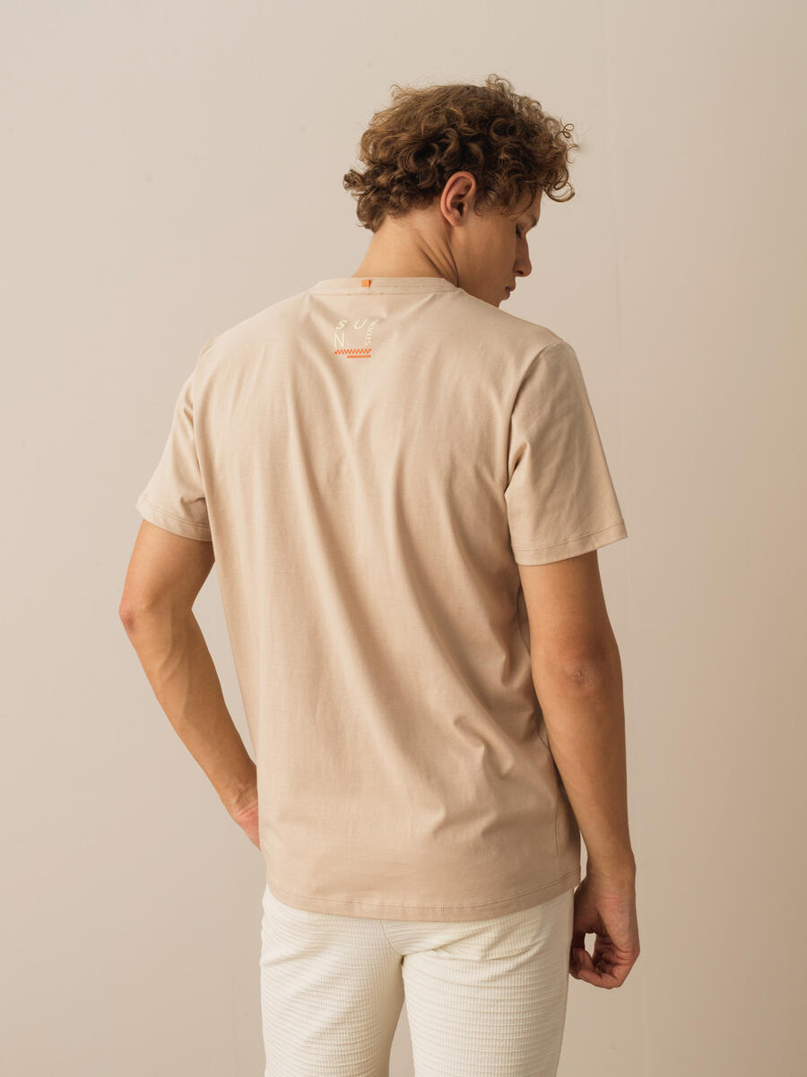 Taş Rengi Regular Fit Pamuklu Tişört - 3