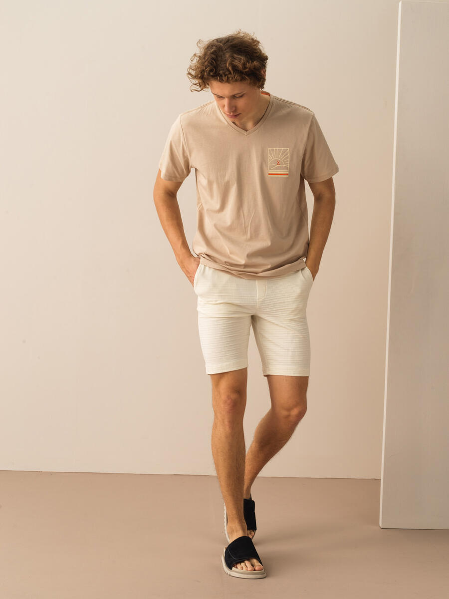 Taş Rengi Regular Fit Pamuklu Tişört - 2
