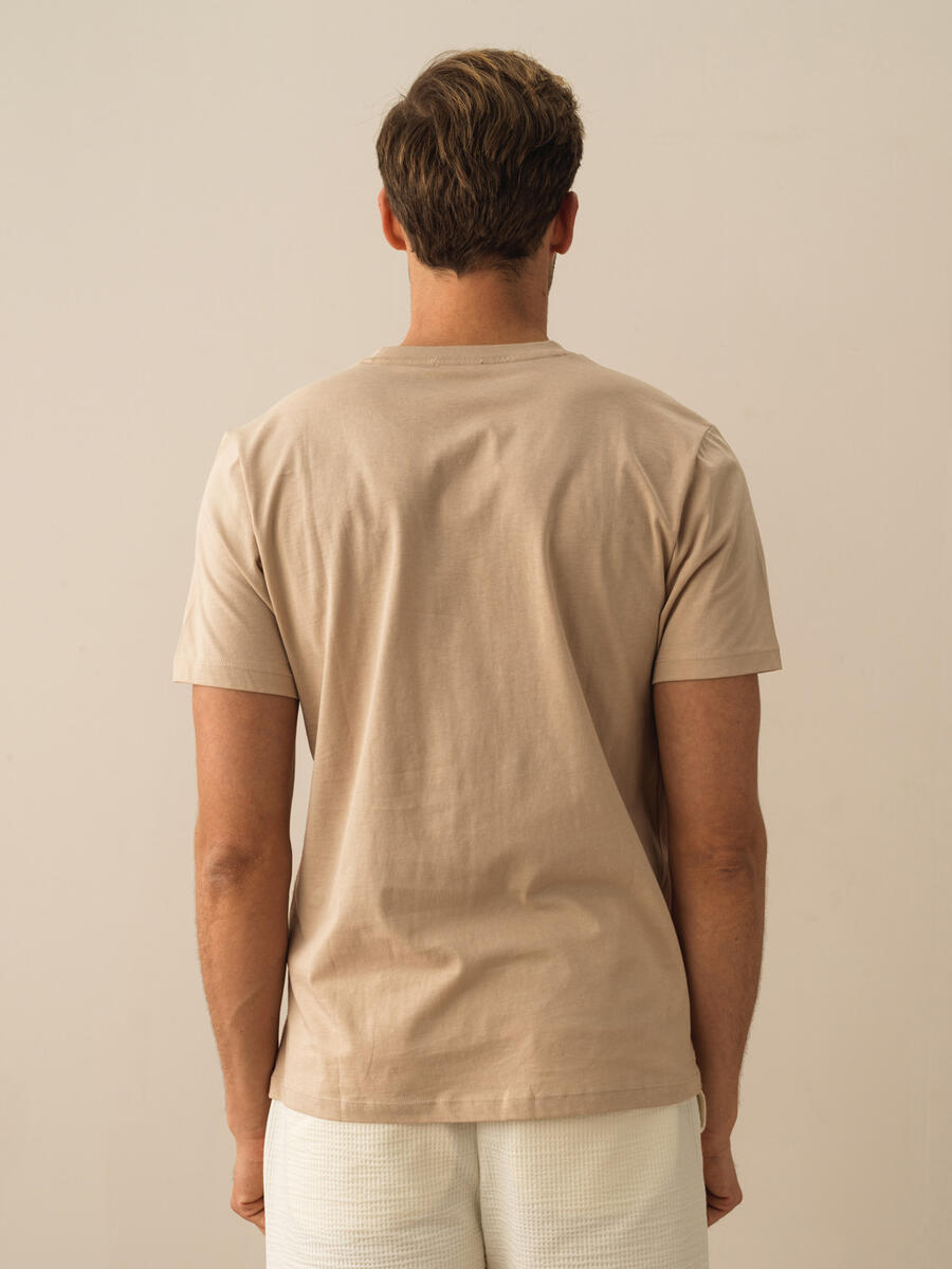Taş Rengi Regular Fit Pamuklu Tişört - 3