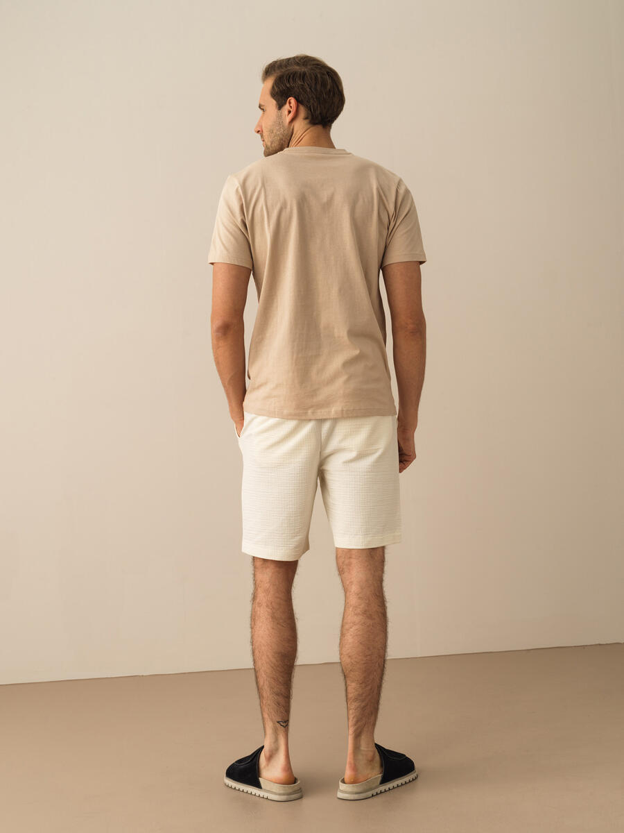 Taş Rengi Regular Fit Pamuklu Tişört - 4