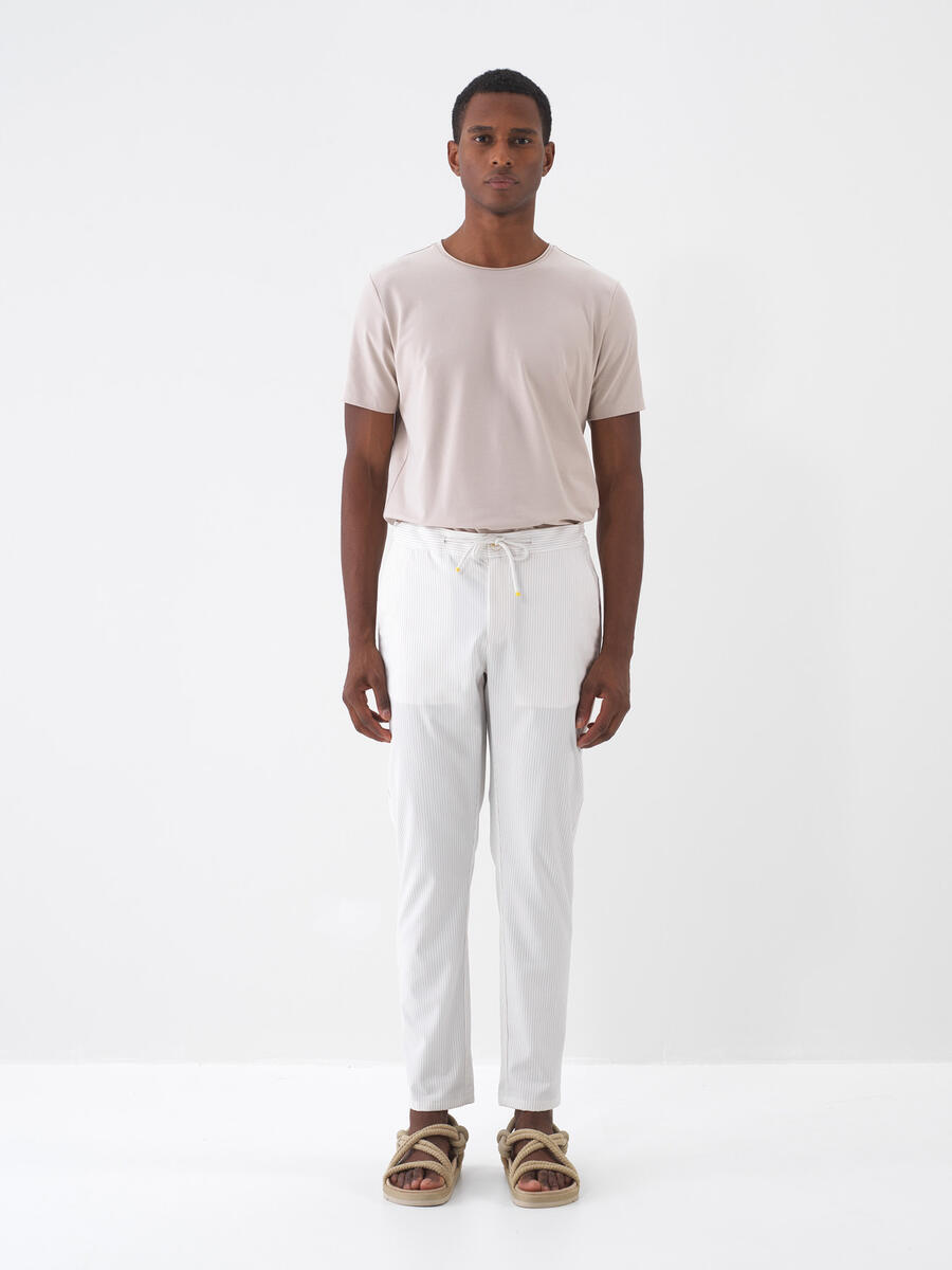 Taş Rengi Slim Fit Pamuklu Basic Tişört - 2