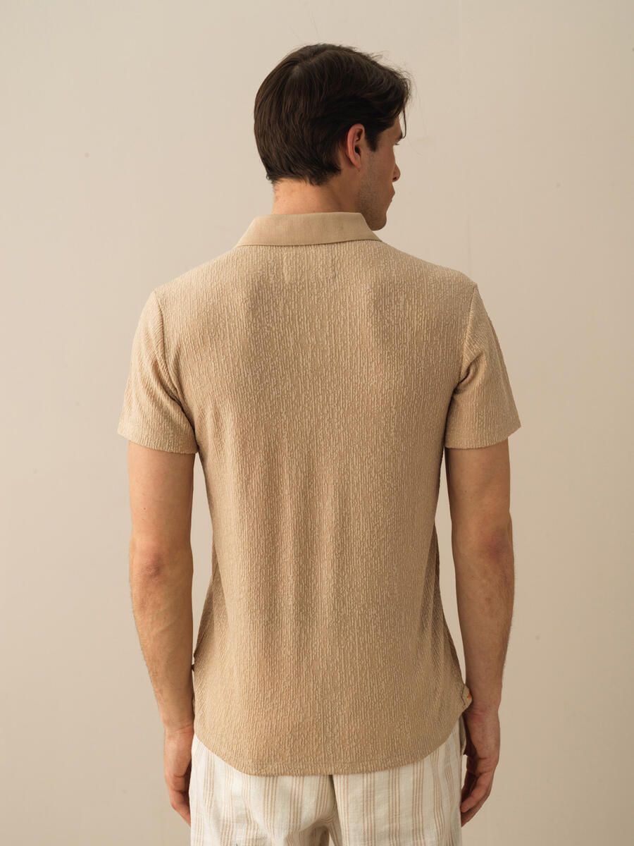 Taş Rengi Slim Fit Tişört - 3