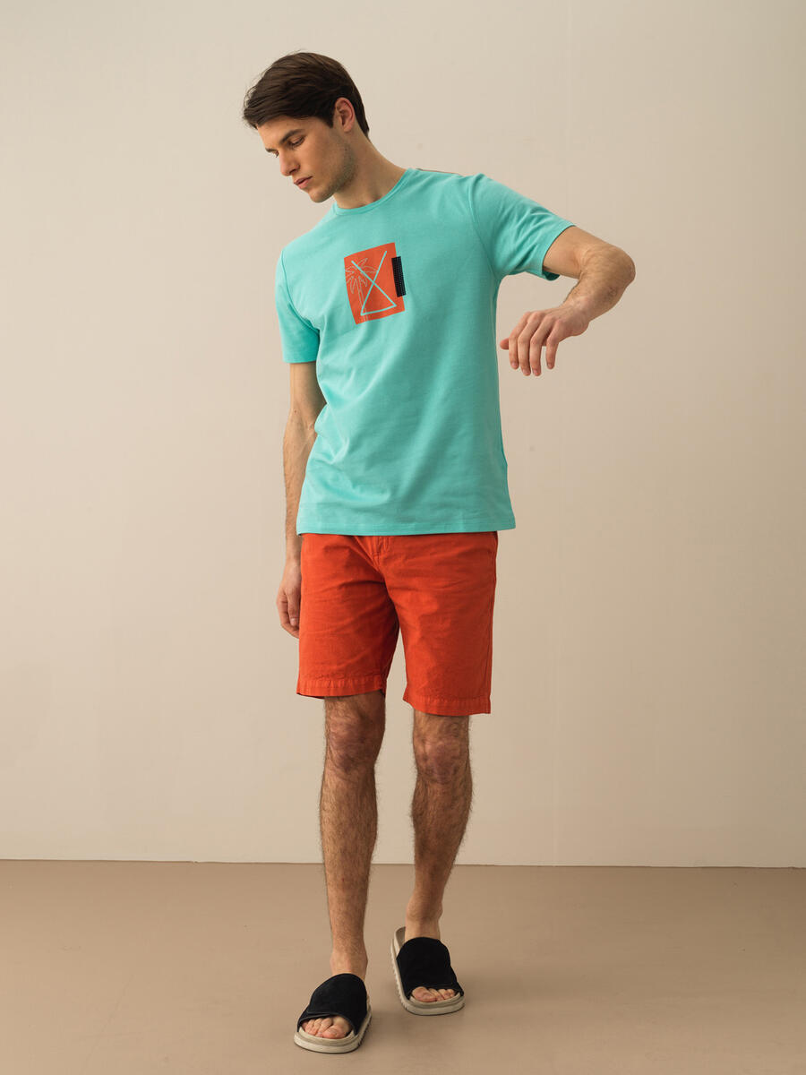 Turkuaz Regular Fit Pamuklu Tişört - 2