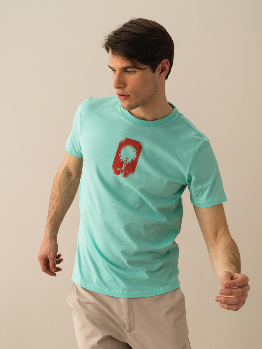 Turkuaz Regular Fit Pamuklu Tişört