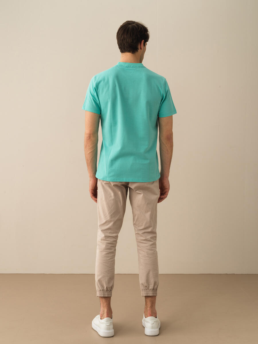 Turkuaz Regular Fit Pamuklu Tişört - 4