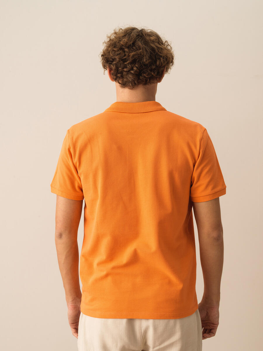 Turuncu Regular Fit Pamuklu Polo Yaka Basic Tişört - 3