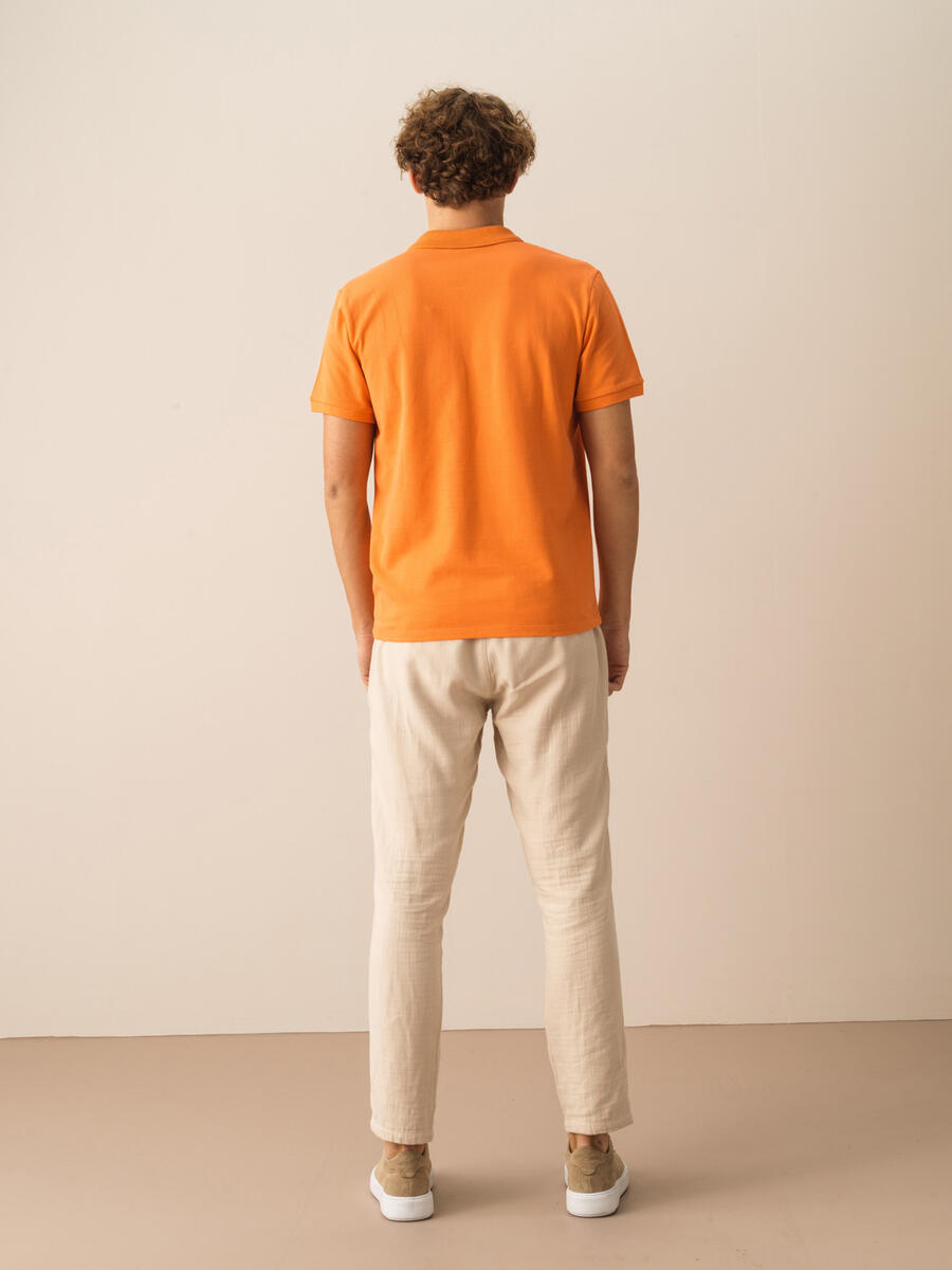 Turuncu Regular Fit Pamuklu Polo Yaka Basic Tişört - 4