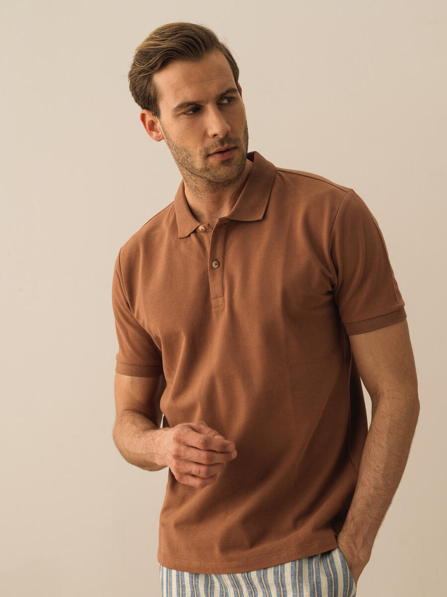 Vizon Regular Fit Pamuklu Polo Yaka Basic Tişört