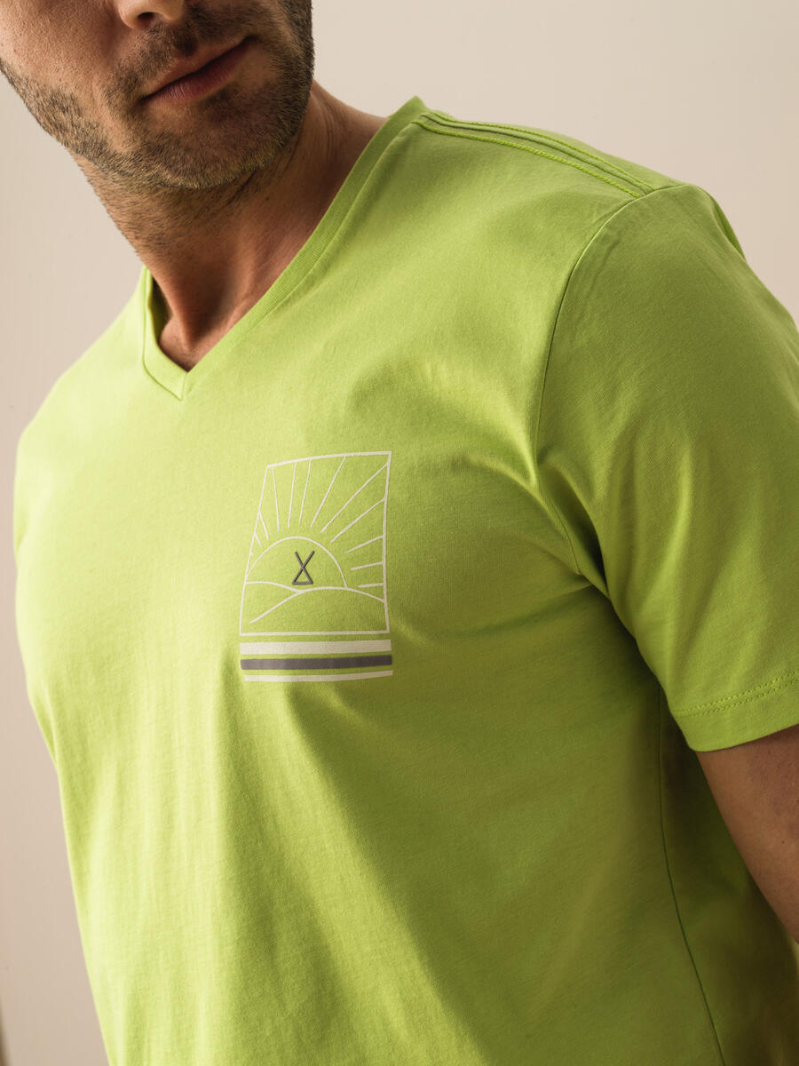 Yeşil Regular Fit Pamuklu Tişört