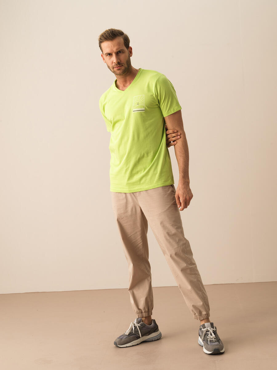 Yeşil Regular Fit Pamuklu Tişört - 2