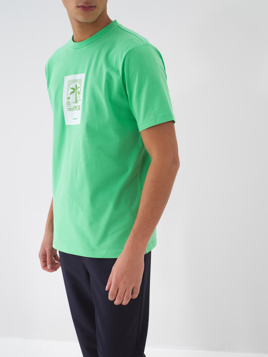 Yeşil Regular Fit Pamuklu Tişört