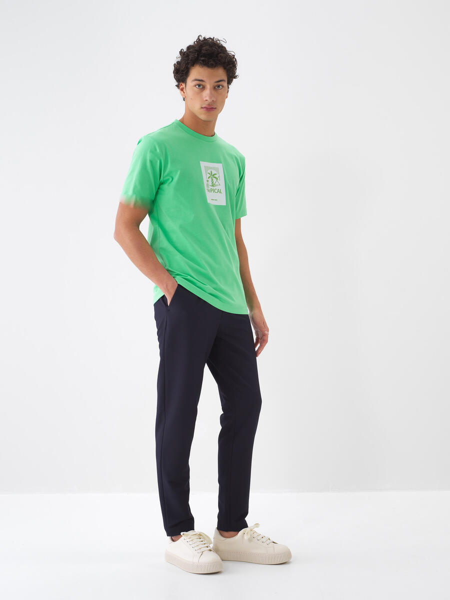 Yeşil Regular Fit Pamuklu Tişört - 2