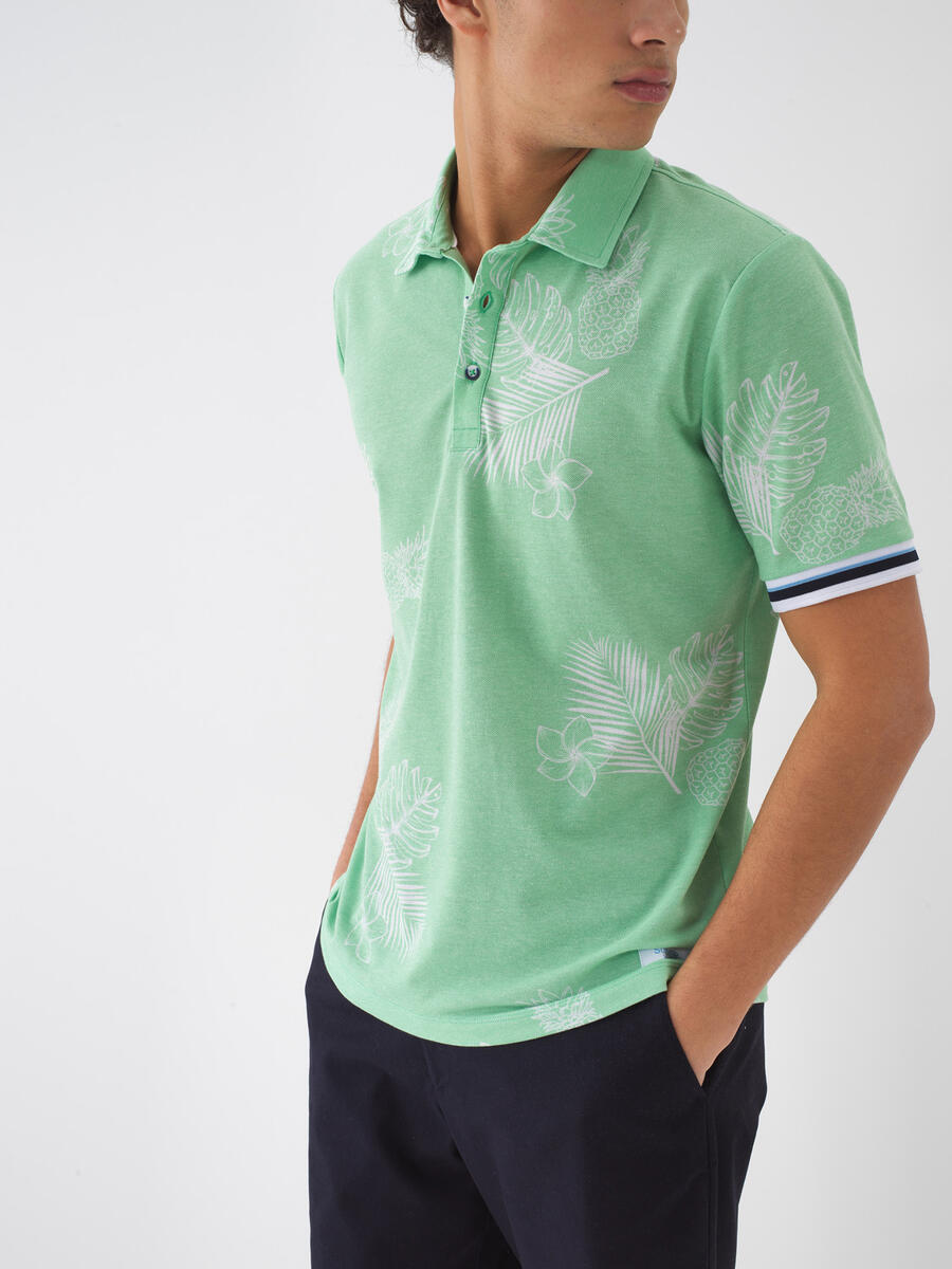 Yeşil Regular Fit Pamuklu Polo Yaka Tişört